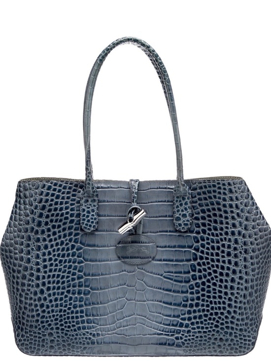 Longchamp Handbags - Longchamp Roseau Croc Embossed Leather Shoulder Tote